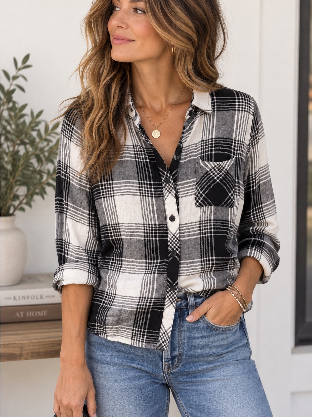 Rails Black & White Plaid Button-Down Shirt